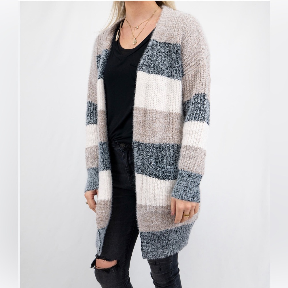 Pink Lily Striped Cardigan